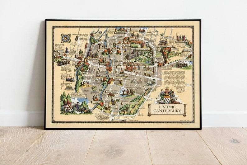 Historical Map of Canterbury| Old Map Wall Art