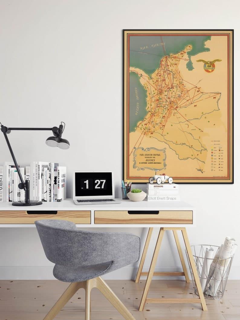 Historical Map of Colombia| Old Bogota Map Print