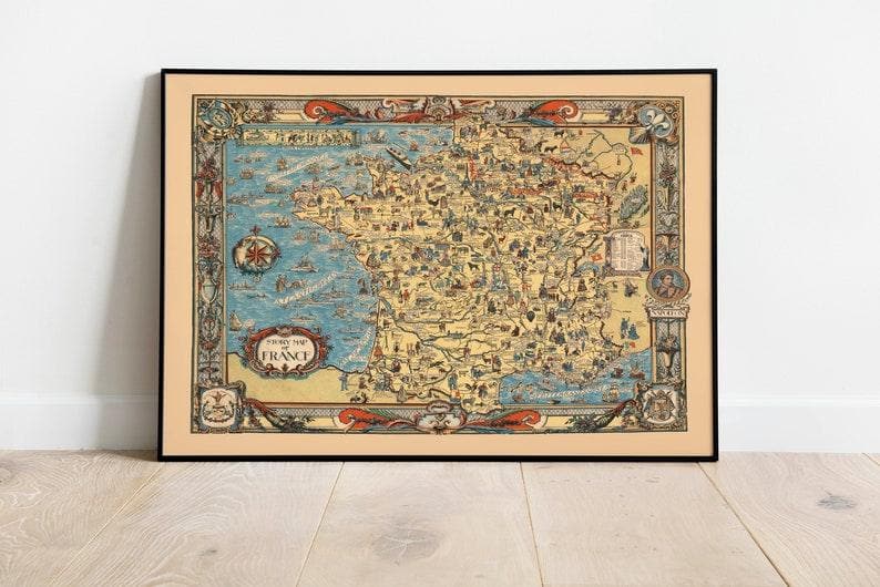 Historical Map of France| France Map Wall Art Print