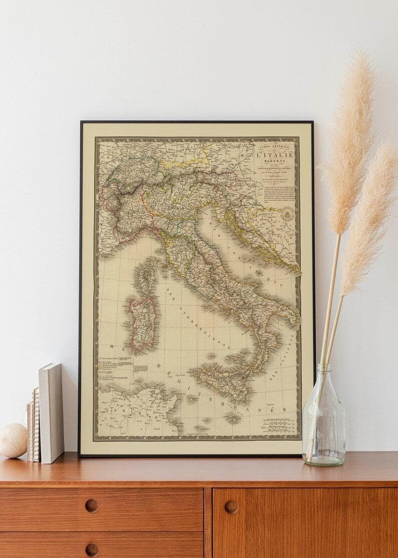 Historical Map of Italy 1828| Old Map Wall Decor - MAIA HOMES