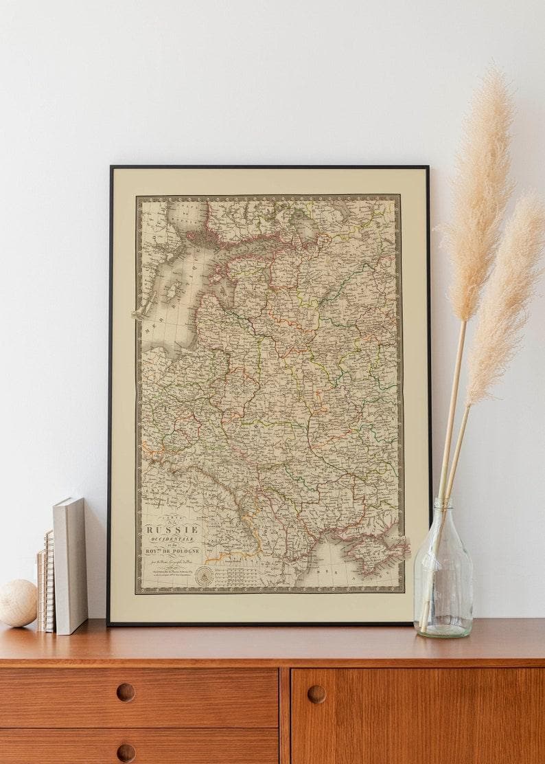 Historical Map of Poland and Russia 1827| Old Map Wall Decor - MAIA HOMES