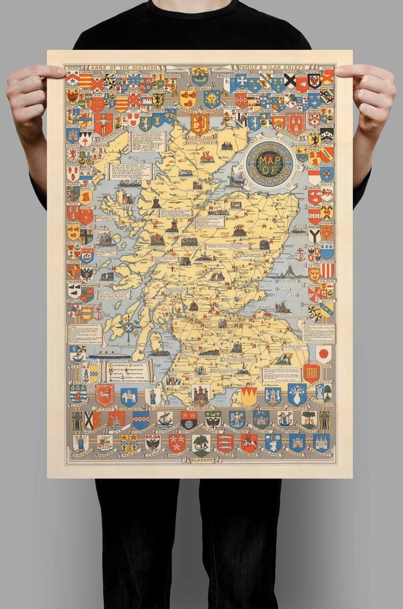 Historical Map of Scotland| Scotland Map Wall Print - MAIA HOMES