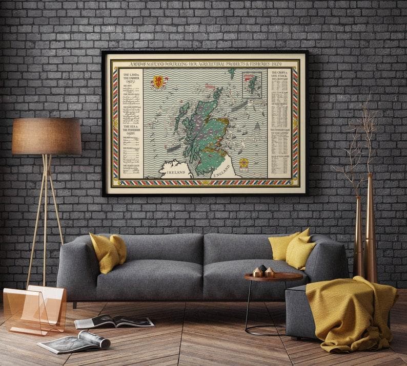 Historical Map of Scotland| Scotland Map Wall Print