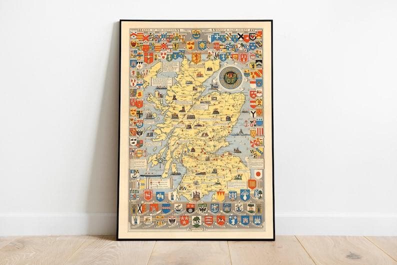 Historical Map of Scotland| Scotland Map Wall Print - MAIA HOMES