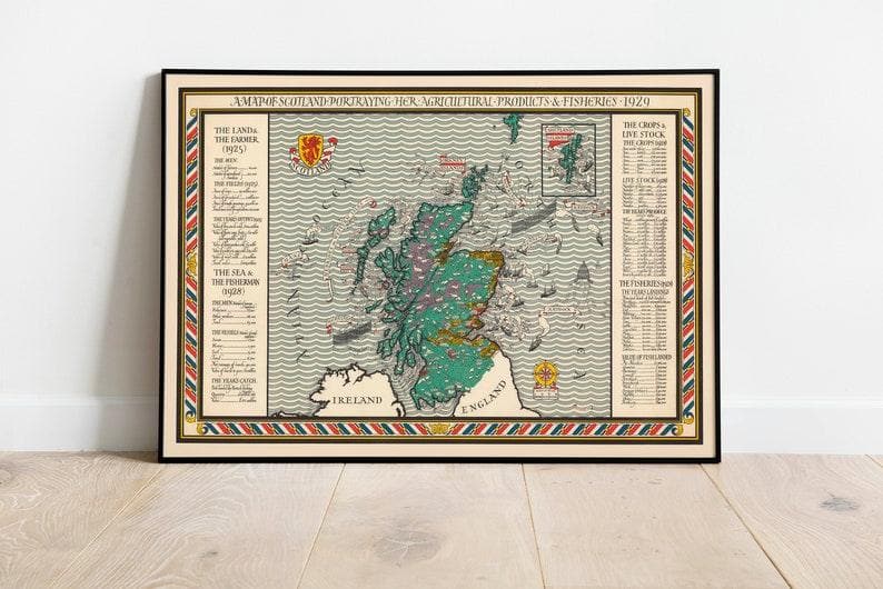 Historical Map of Scotland| Scotland Map Wall Print