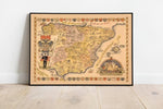 Historical Map of Spain| Spain Map Wall Art Print