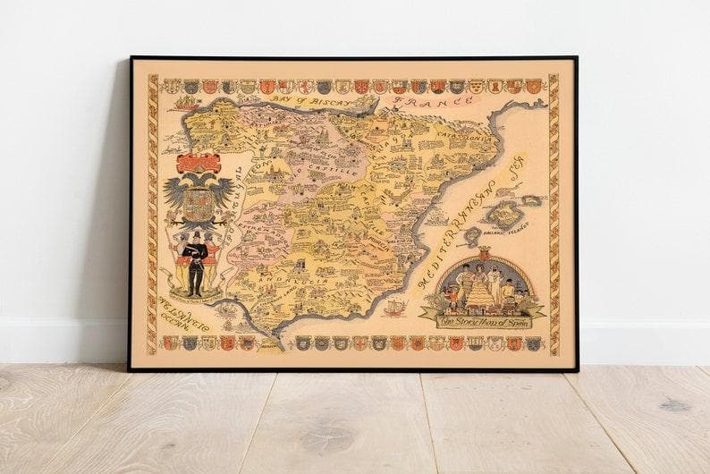 Historical Map of Spain| Spain Map Wall Art Print - MAIA HOMES