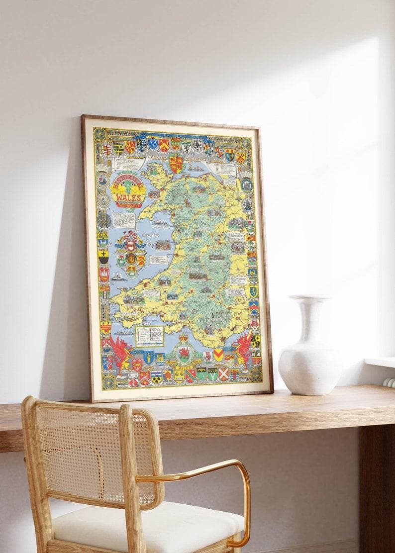 Historical Map of Wales and Monmouth| Poster Print