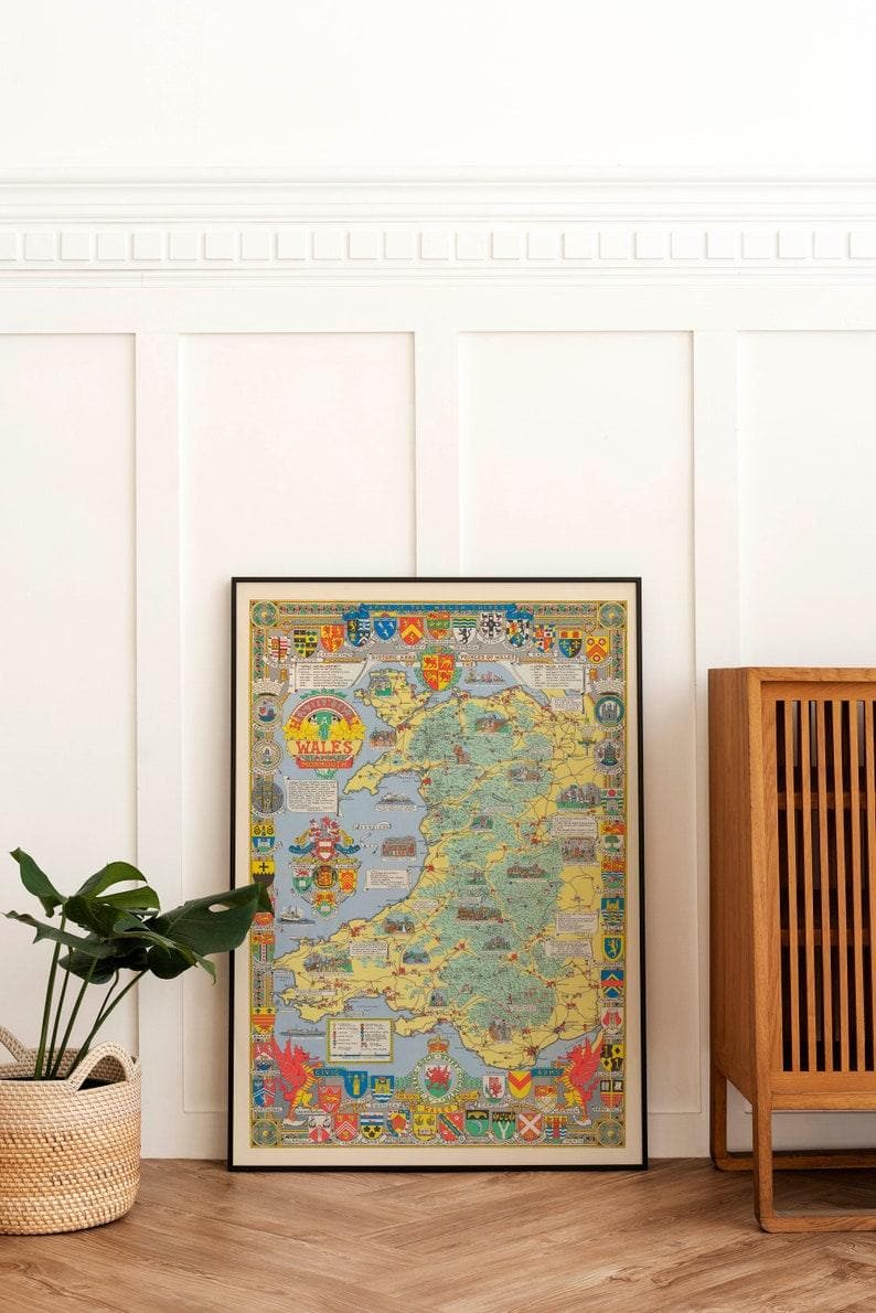 Historical Map of Wales and Monmouth| Poster Print