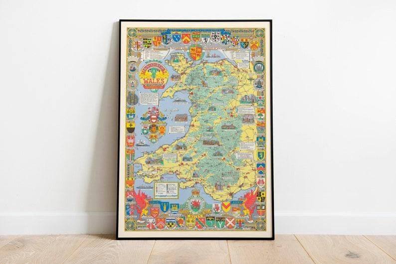 Historical Map of Wales and Monmouth| Poster Print