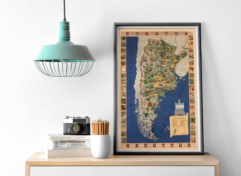 Historical Map Print of Colonial Argentina| Argentina Map Wall Prints