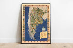 Historical Map Print of Colonial Argentina| Argentina Map Wall Prints