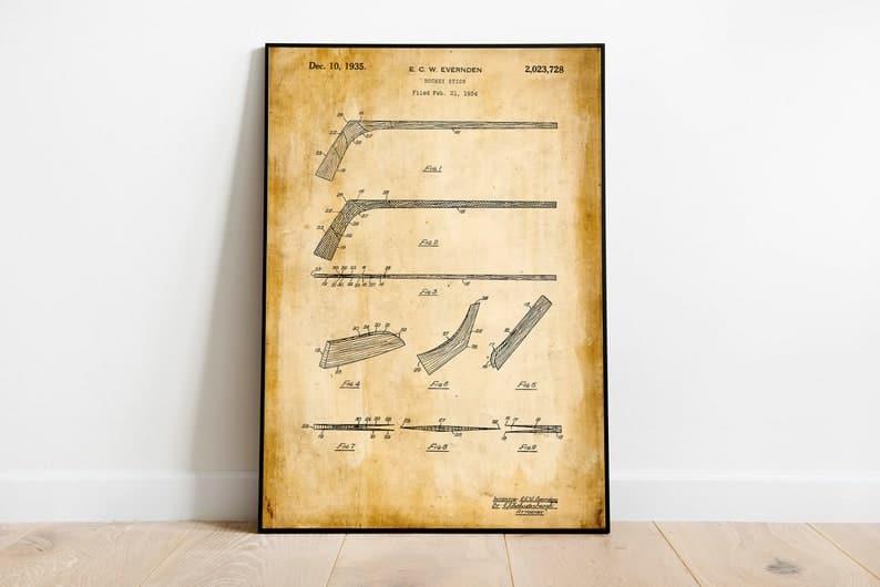 Hockey Stick Patent Print| Framed Art Print - MAIA HOMES
