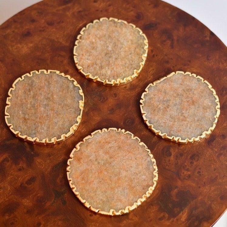 HOME COUTURE COLLECTIVE Gold Agate Coasters - Set of 4 - MAIA HOMES
