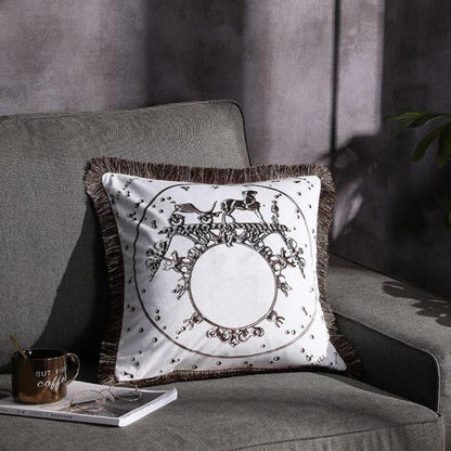 Horse on Top of the World Fringed Velvet Double-sided Pillow Cover - MAIA HOMES