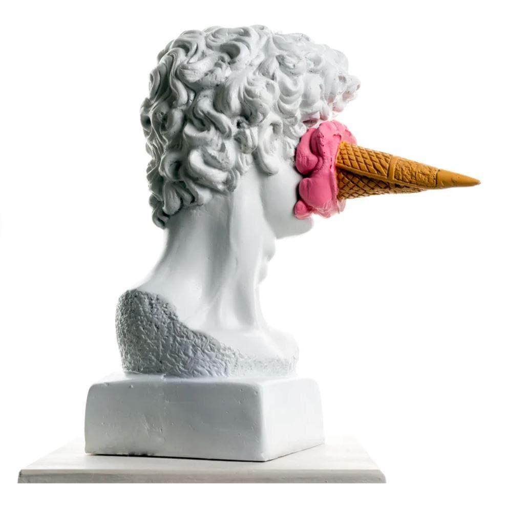 Ice Cream on David's Bust Contemporary Art Sculpture