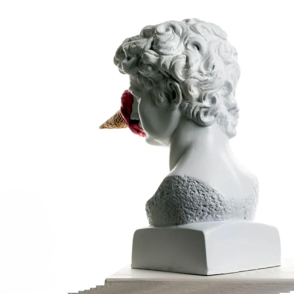 Ice Cream on David's Bust Contemporary Art Sculpture