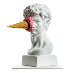 Ice Cream on David's Bust Contemporary Art Sculpture