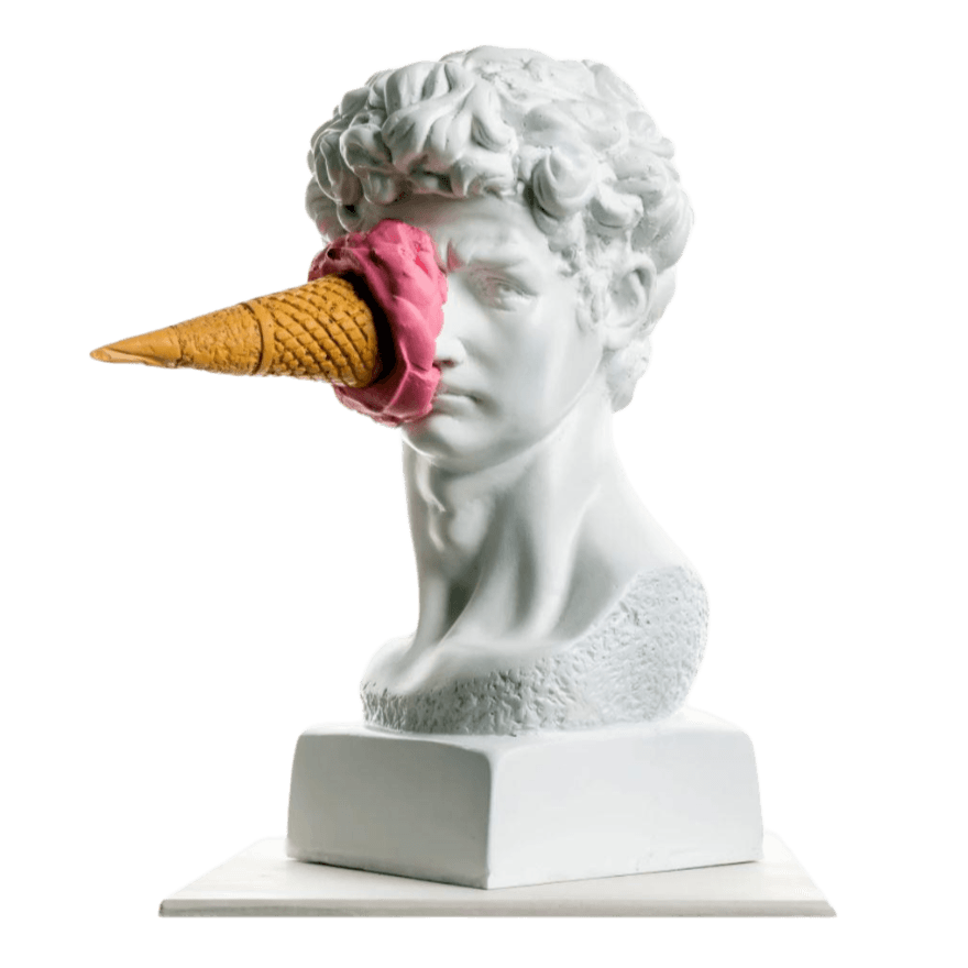 Ice Cream on David's Bust Contemporary Art Sculpture