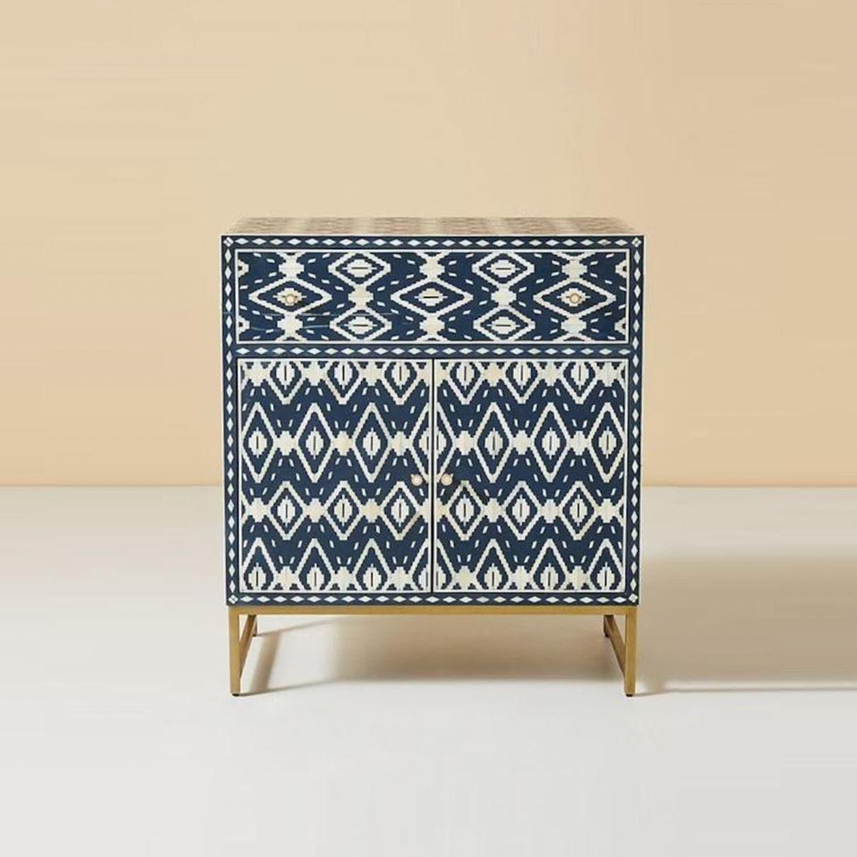 Ikat Bone Inlay Entryway Cabinet