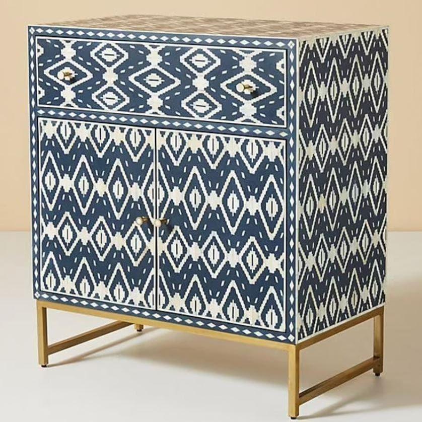 Ikat Bone Inlay Entryway Cabinet