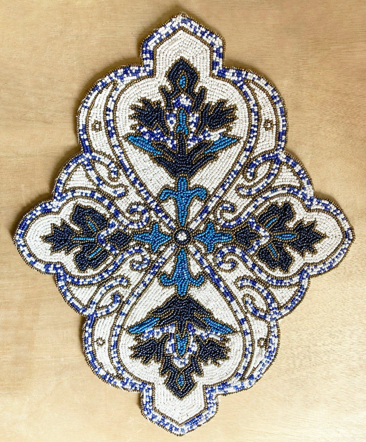 Priscilla Beaded Placemat - Blue/White