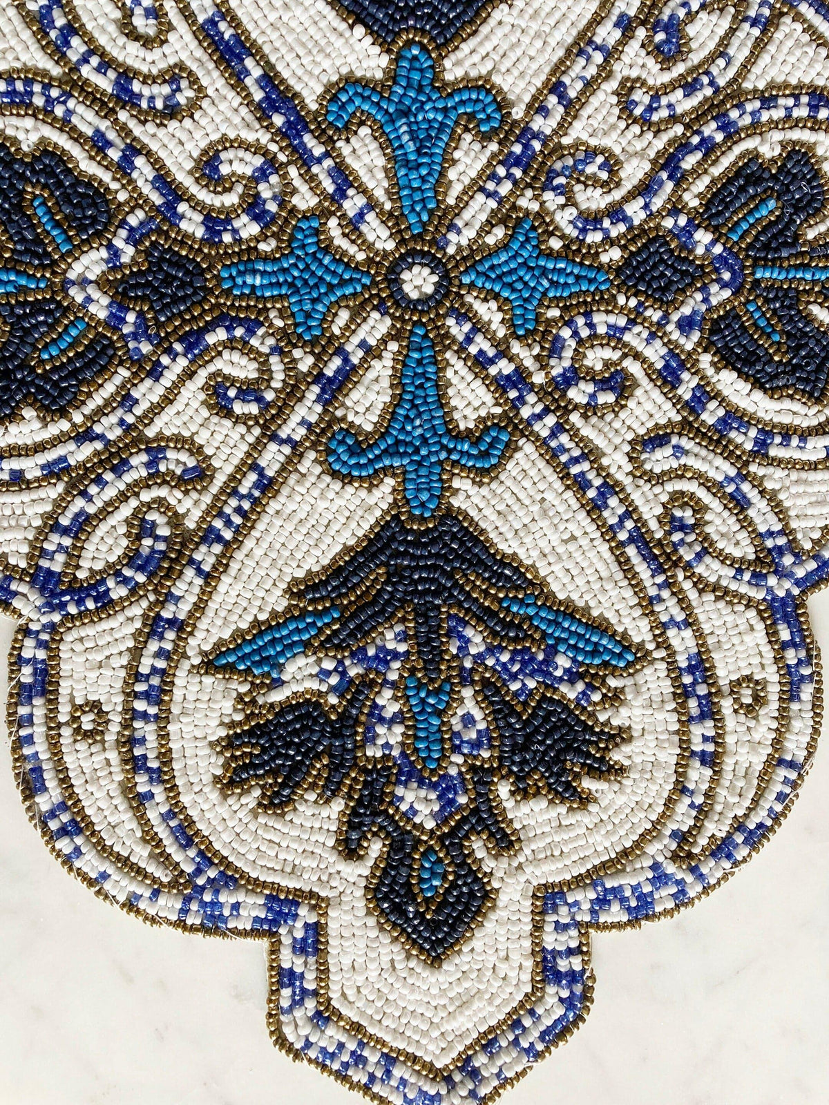 Priscilla Beaded Placemat - Blue/White