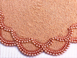 Set of 2 Large Pearl Flower Round Beaded Placemat - Orange