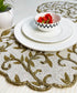 Classic Floral Motif Beaded Table Runner - WhiteGold - MAIA HOMES