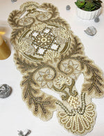 Kingdom Beaded Table Runner Gold/Cream