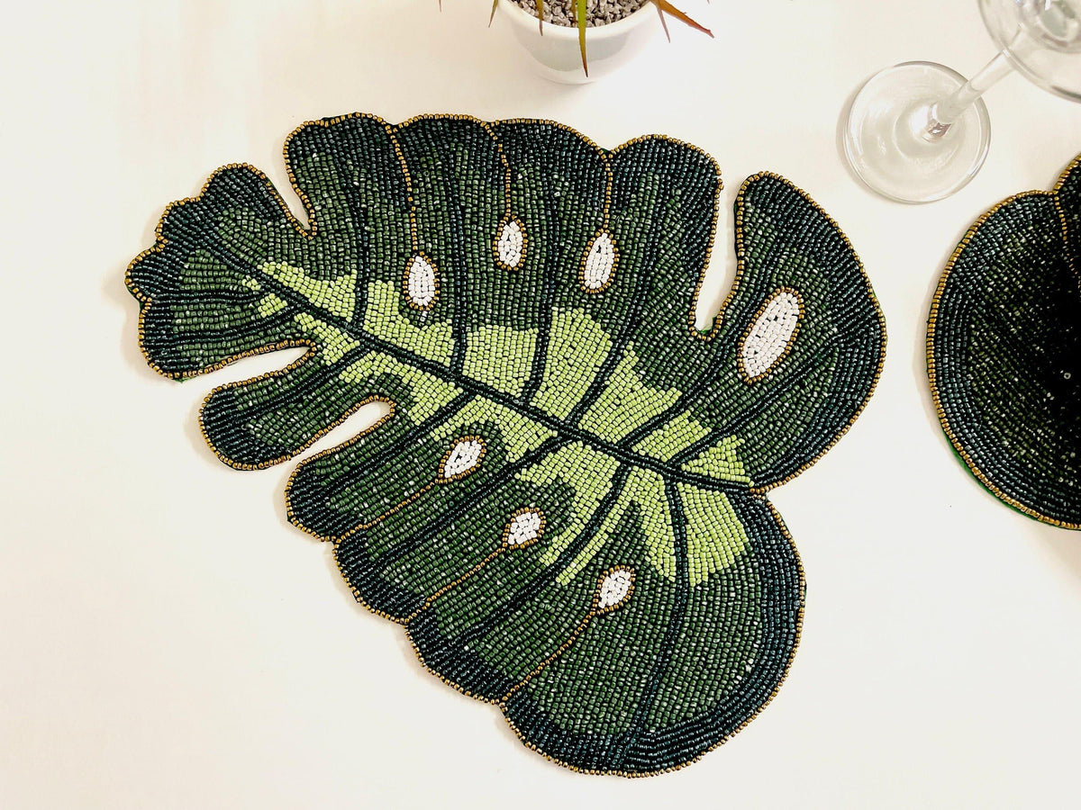 Monstera Leaf Beaded Placemat