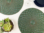 Moroccan Diamond Round Beaded Placemat - Green