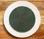 Moroccan Diamond Round Beaded Placemat - Green