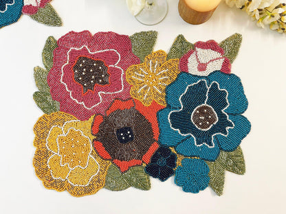 Colorful Flowers Beaded Placemat - MAIA HOMES