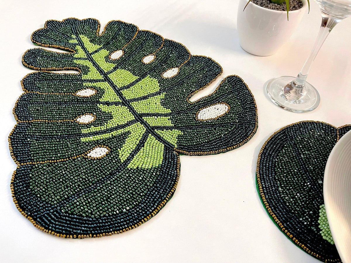 Monstera Leaf Beaded Placemat