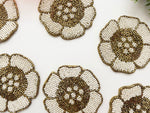 White Gold Flower Beaded Coasters