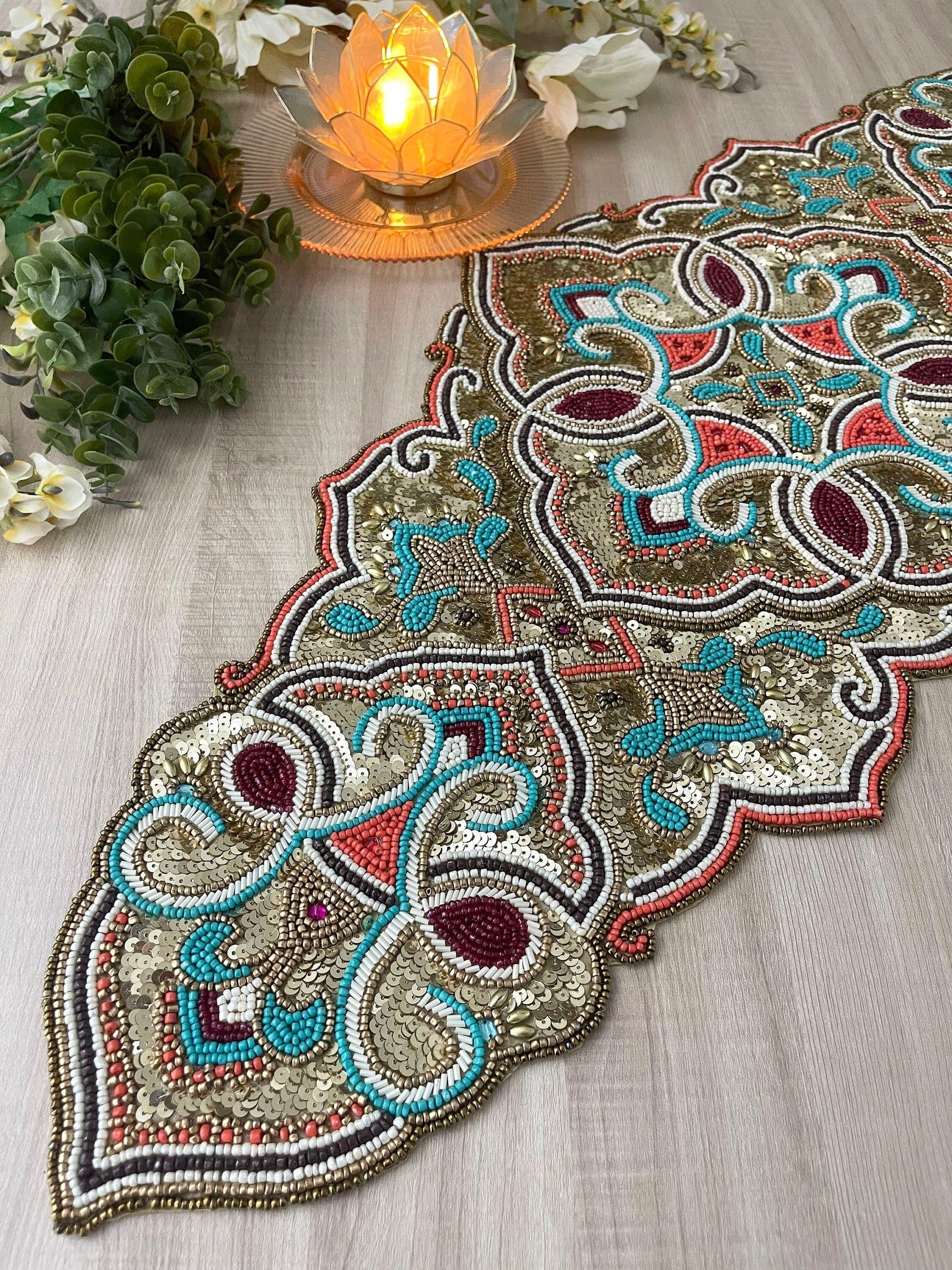 Desi Star Beaded Table Runner - MAIA HOMES