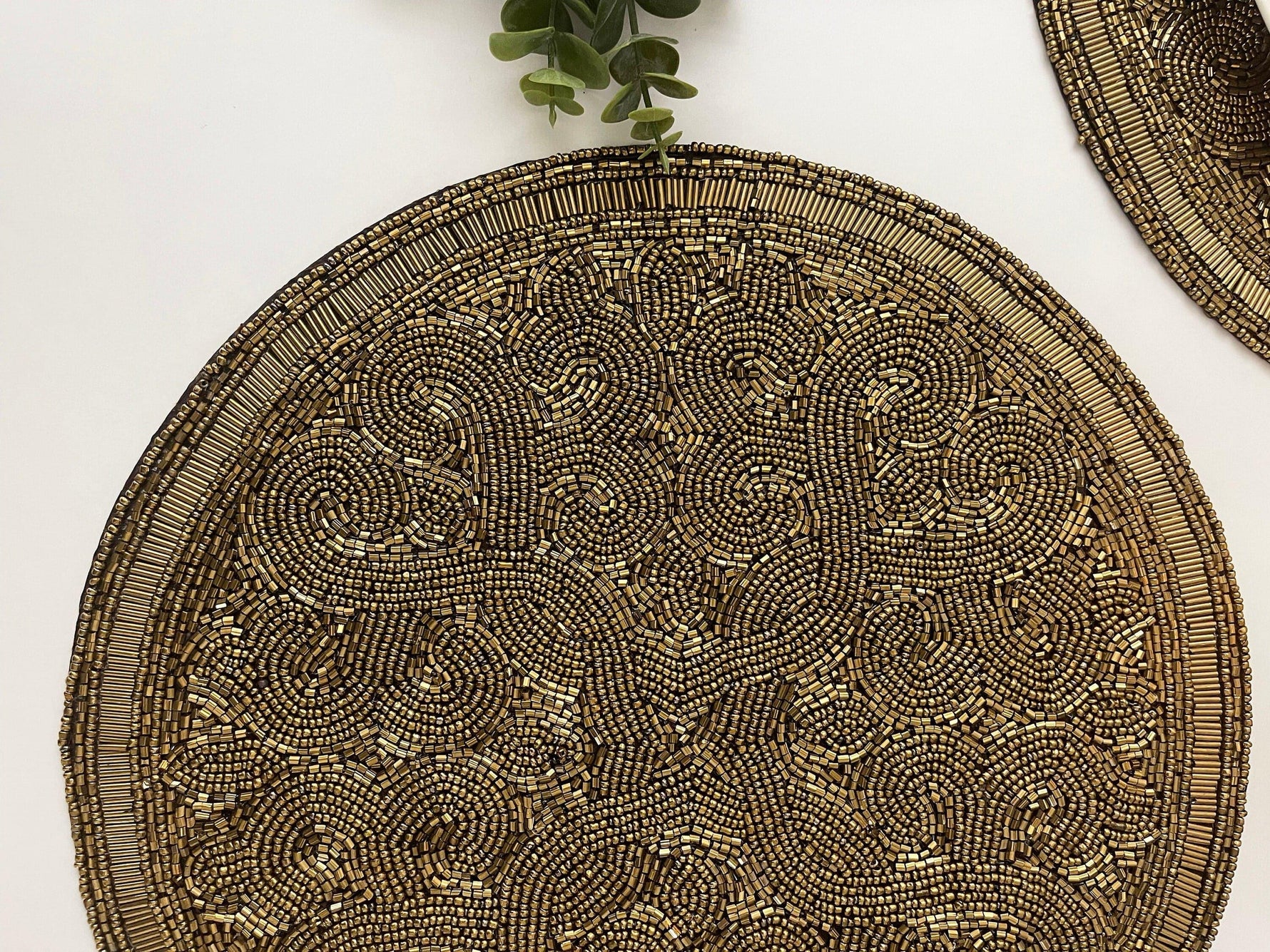 Golden Orion Round Beaded Placemat