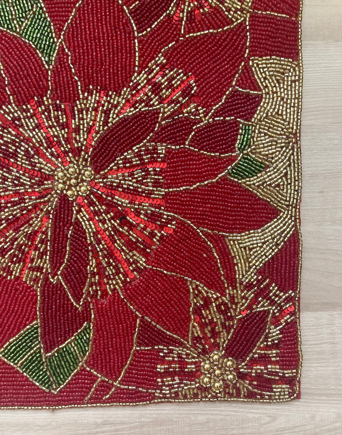 Christmas Poinsettia Square Beaded Placemat