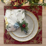 Christmas Poinsettia Square Beaded Placemat