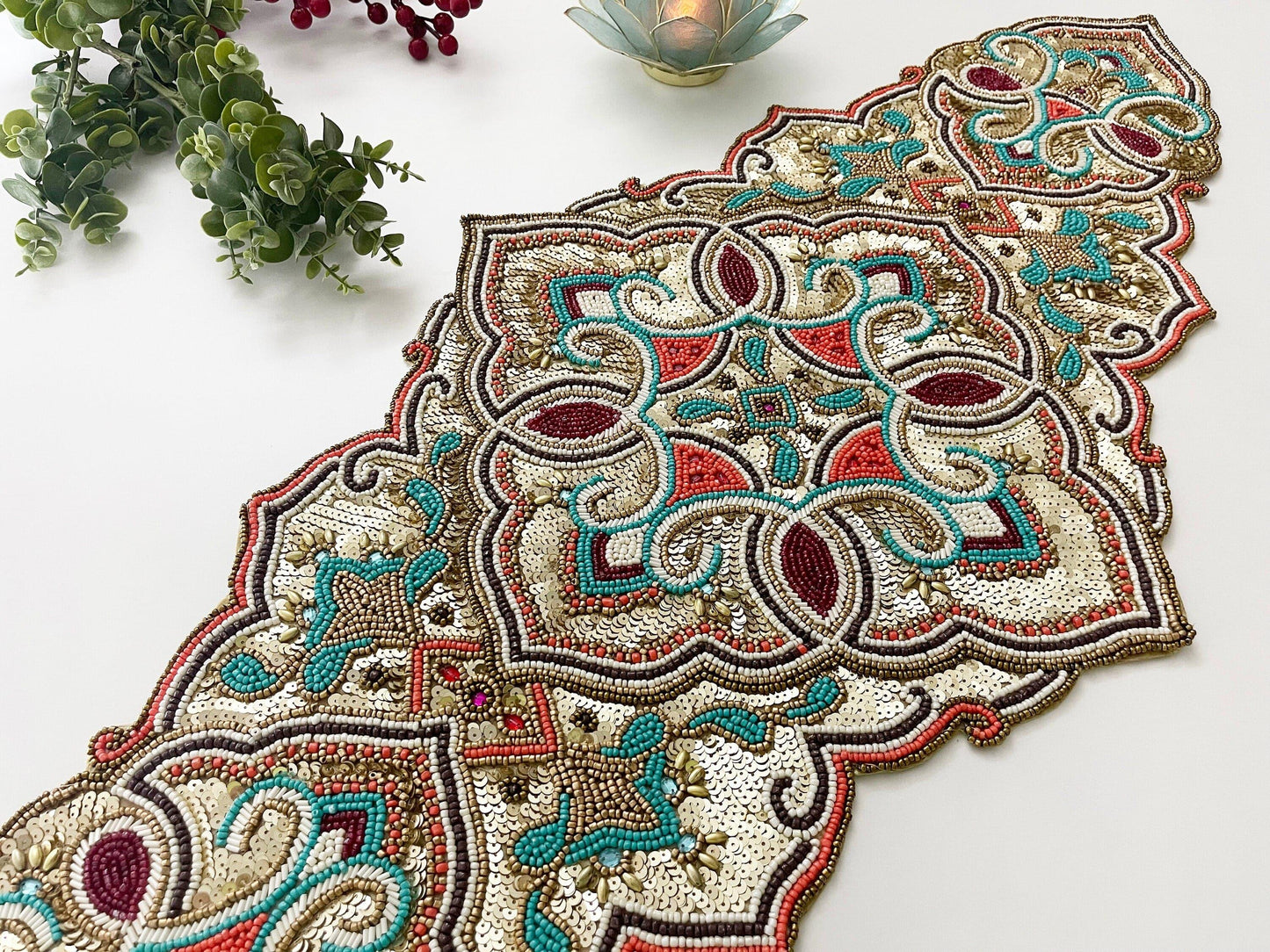 Desi Star Beaded Table Runner - MAIA HOMES