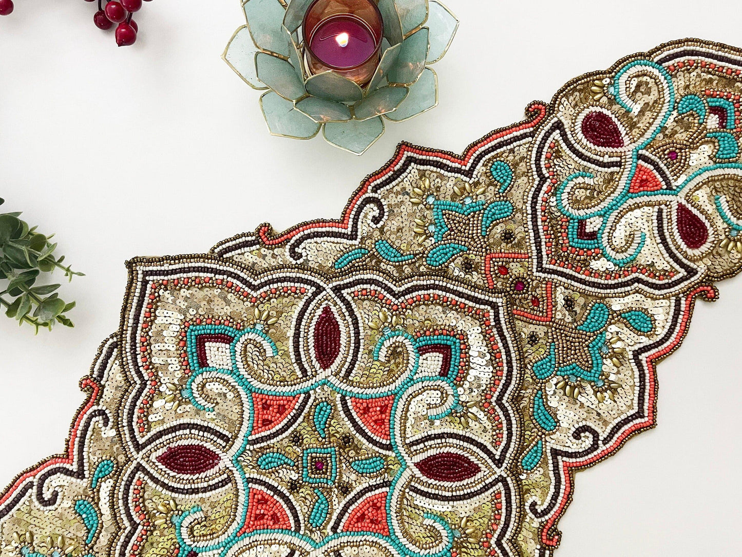 Desi Star Beaded Table Runner - MAIA HOMES