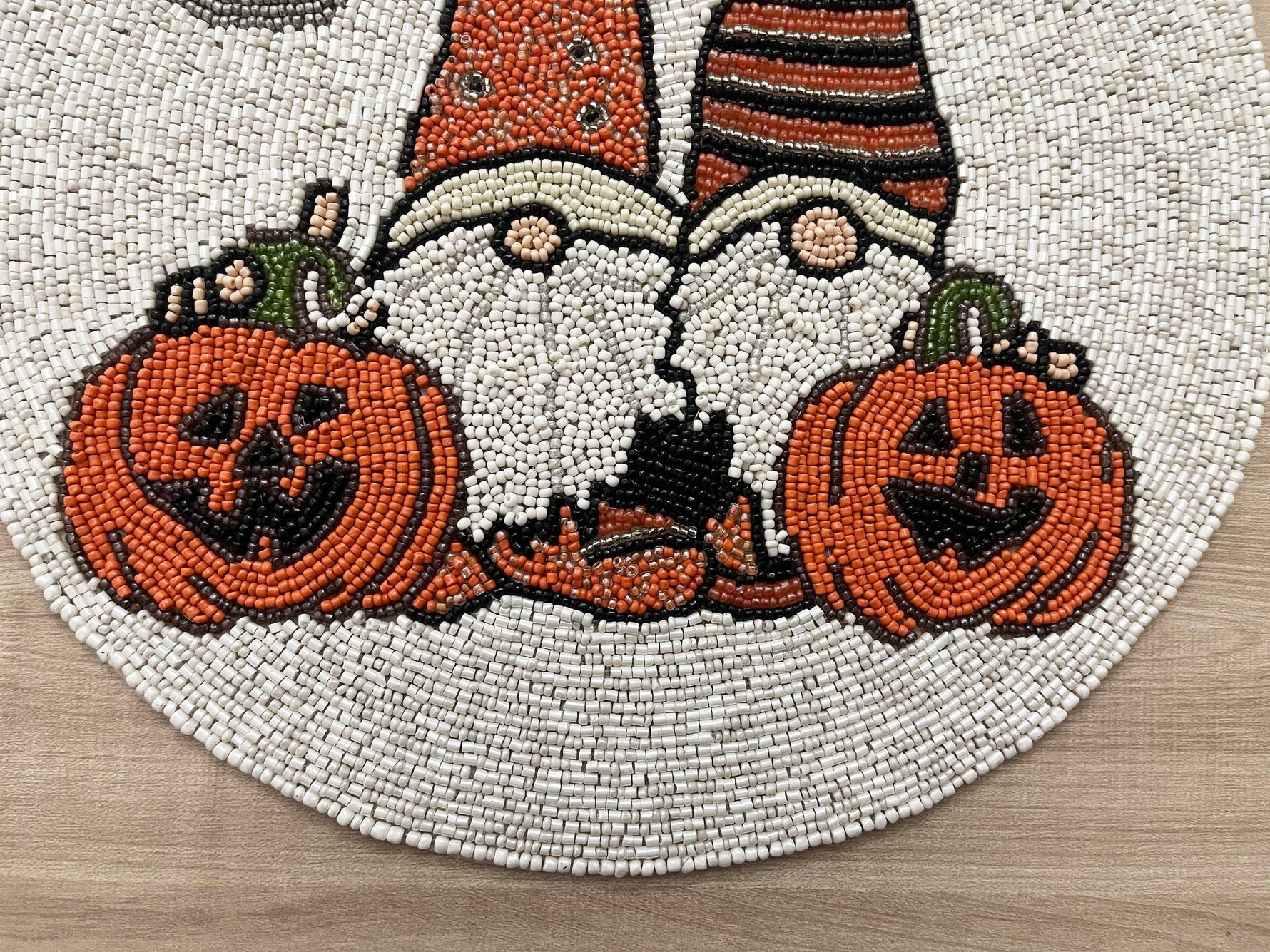 Halloween Pumpkins Round Beaded Placemat