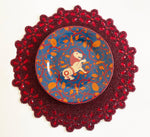 Burgundy Red Bead and Floral Crystal Round Placemat