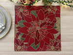 Christmas Poinsettia Square Beaded Placemat