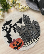 Halloween Haunted House Round Beaded Placemat