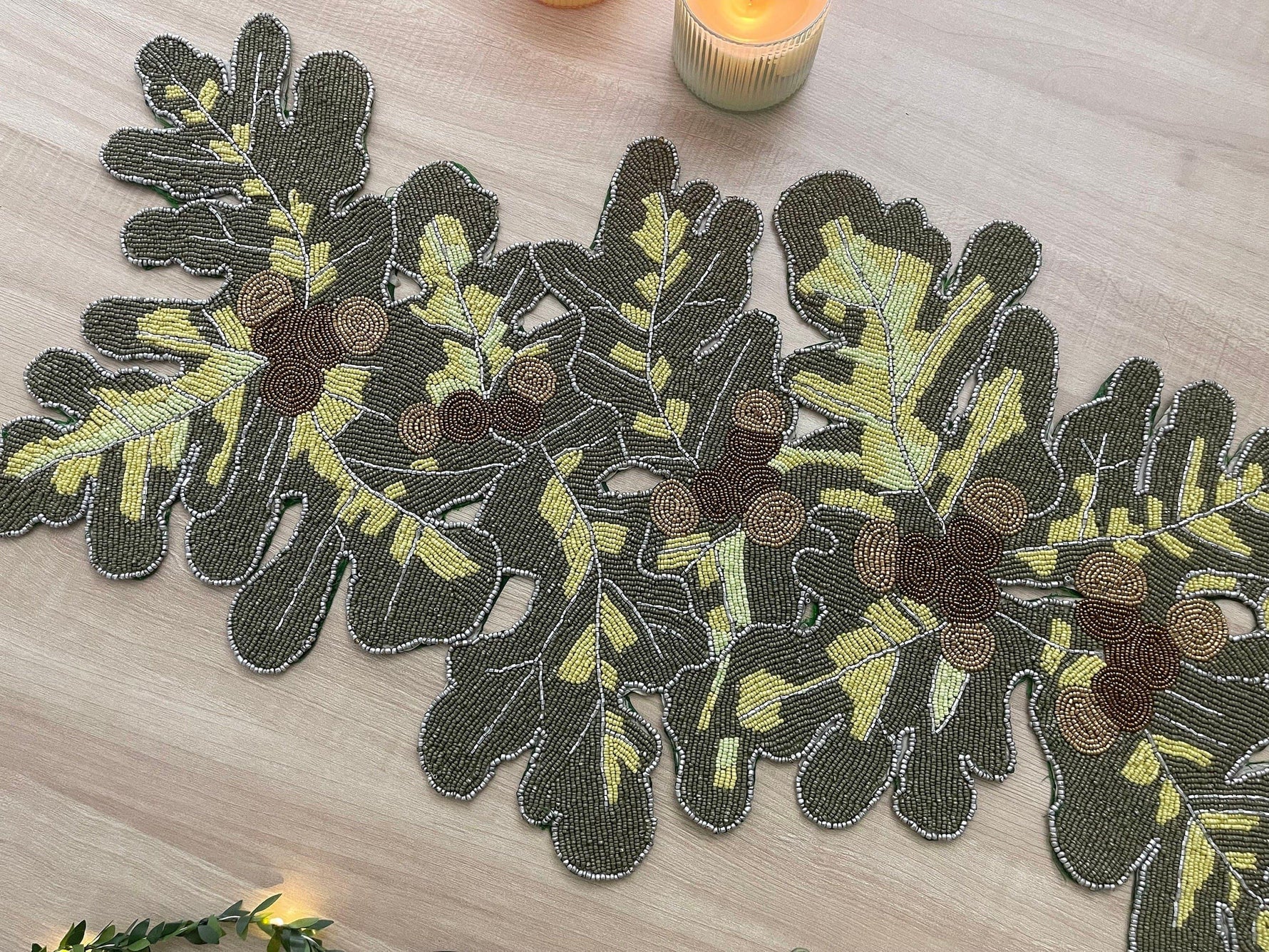 Long Leaf Beaded Table Runner