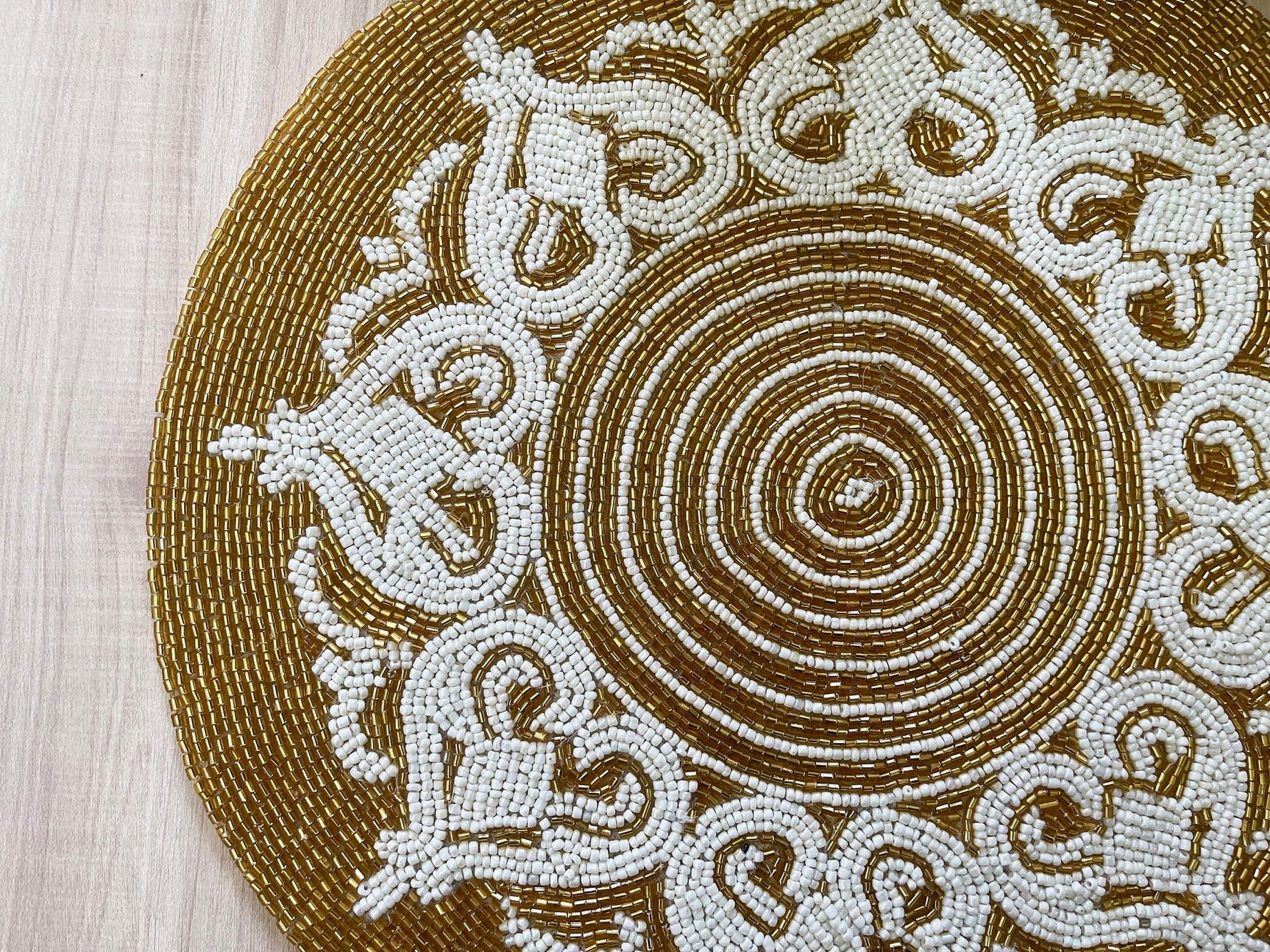 Royal Gold and White Beaded Placemat