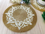 Royal Gold and White Beaded Placemat Set of 6