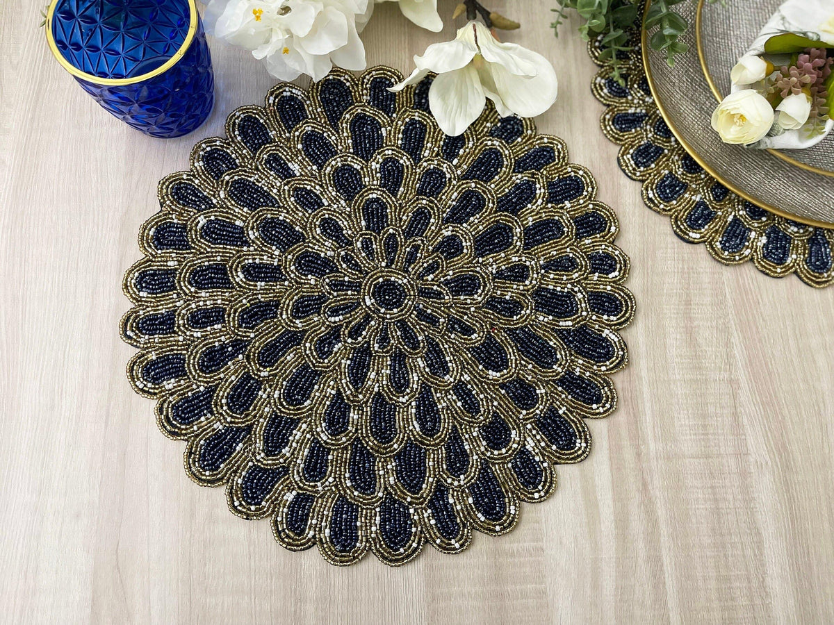 Flower Petals Beaded Scalloped Placemat